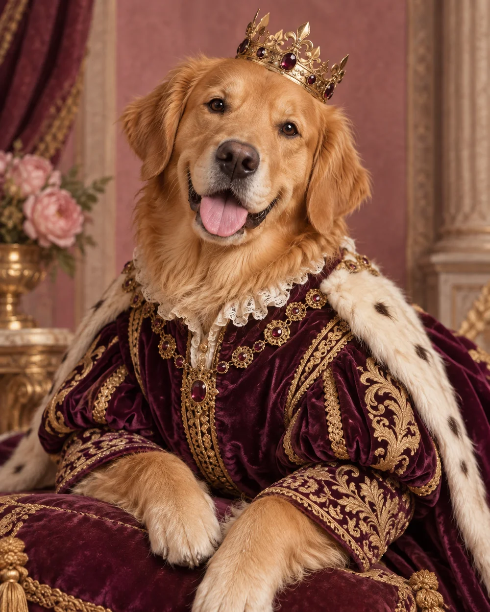 Royal dog artwork displayed as a framed print